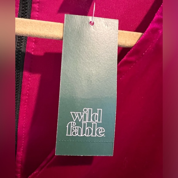 NWT 🩷Velvet, Fushia, Short Sleeve, Knee Length Dress by WILD FABLE, Back Zipper - Picture 7 of 8